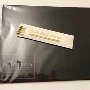 Hester & Cook Black Placemats with White chalk Pencils